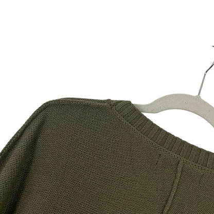 Merokeety Olive Green Knit Pullover Crewneck Sweater