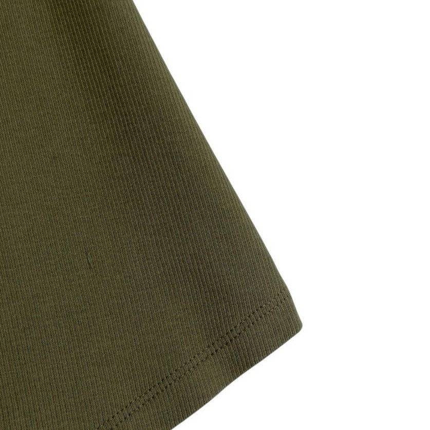 LOFT Olive Green Short Eyelet Puff Sleeve Ribbed Blouse