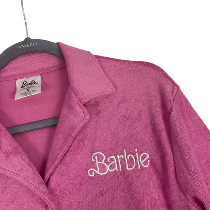 Barbie Mattel Pink Short Sleeve Button Down Collared Top