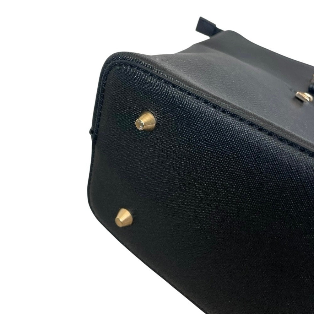 LoveVook Black Faux Leather Structured Tote Bag