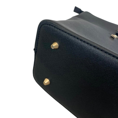 LoveVook Black Faux Leather Structured Tote Bag