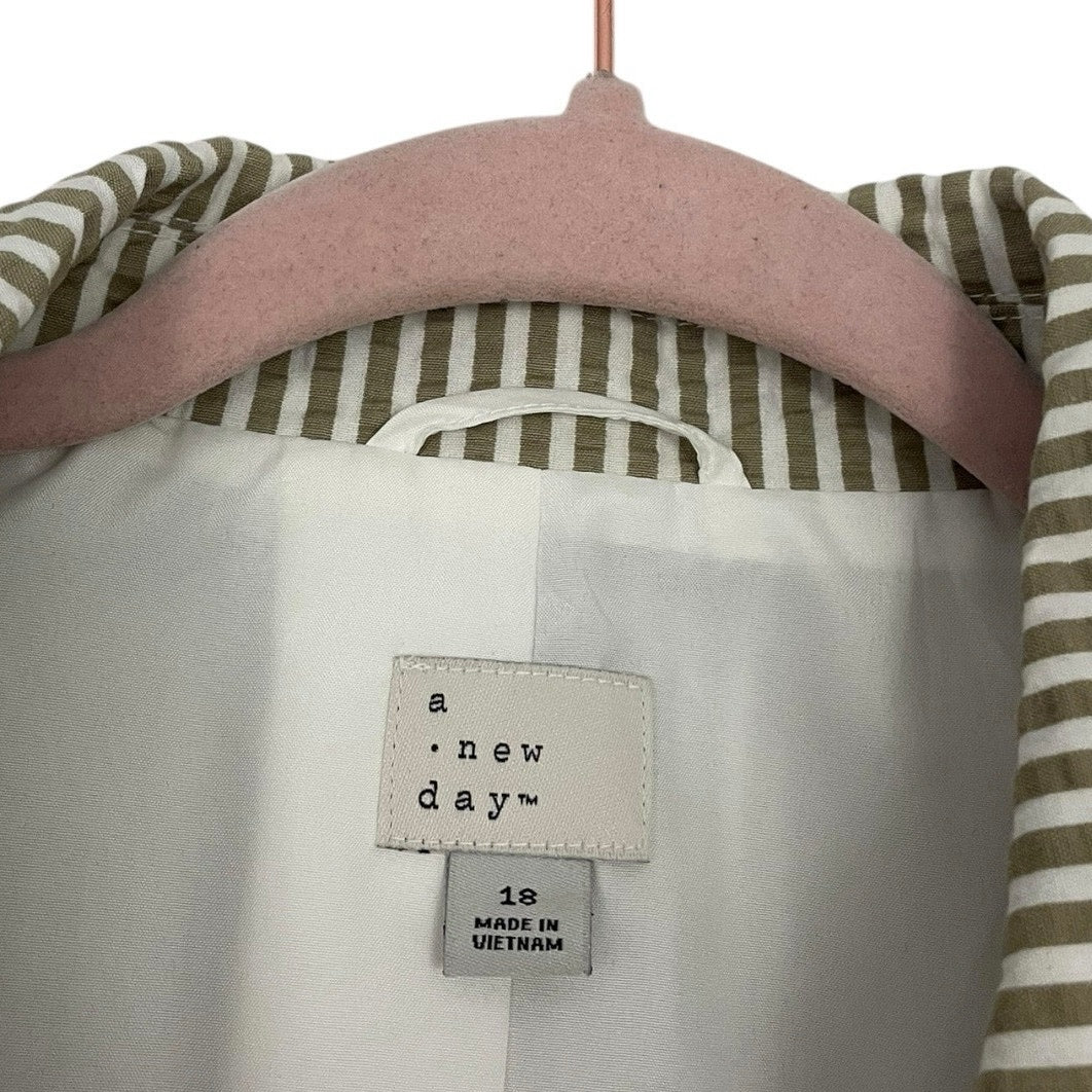 A New Day Beige & White Striped Button Down Blazer