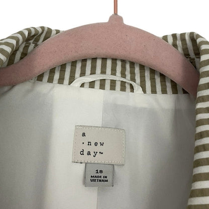A New Day Beige & White Striped Button Down Blazer