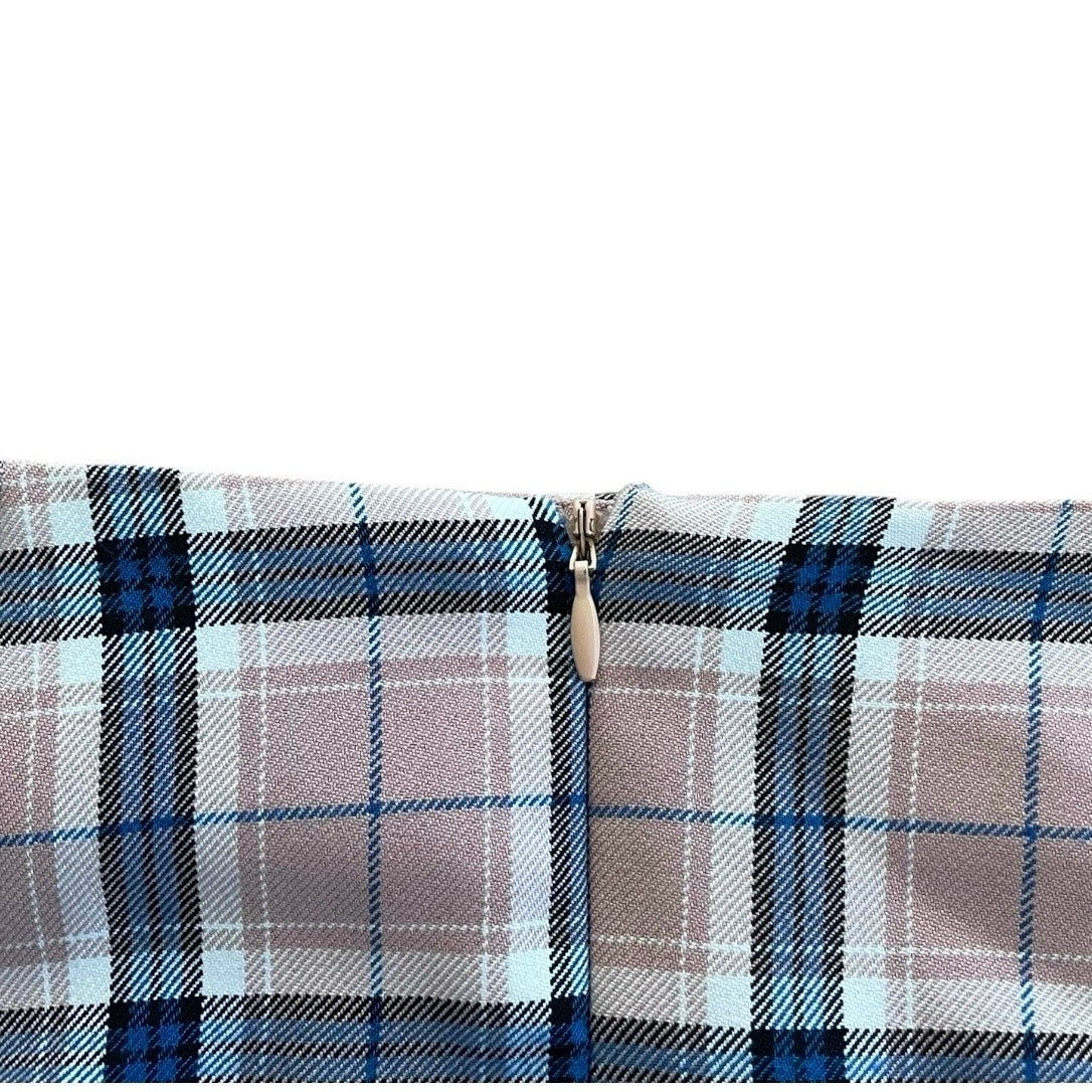 Nasty Gal Light Pink & Blue Plaid Mini Pencil Skirt