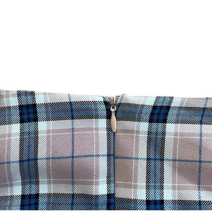 Nasty Gal Light Pink & Blue Plaid Mini Pencil Skirt