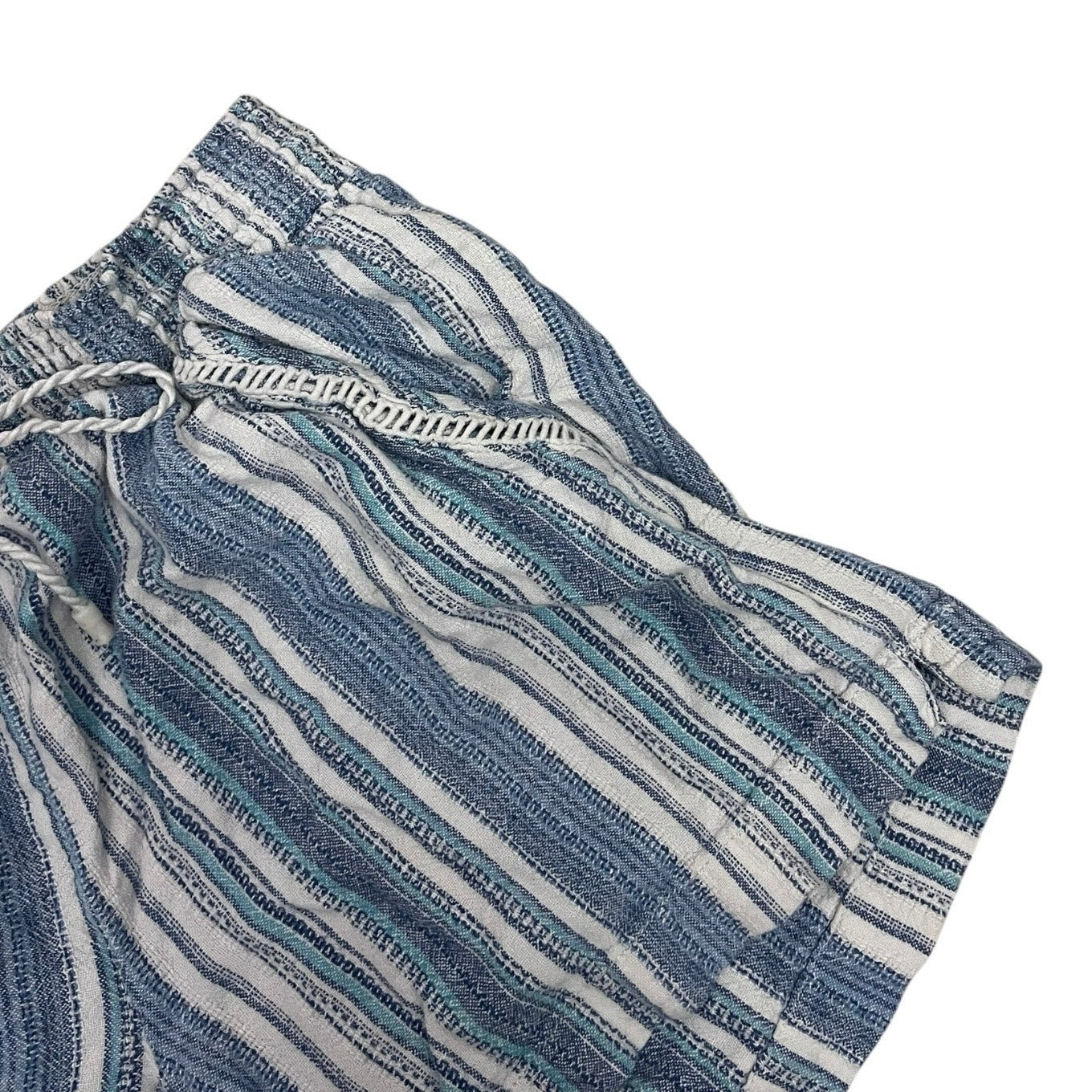 Briggs Blue & White Striped Boho Casual Mini Shorts