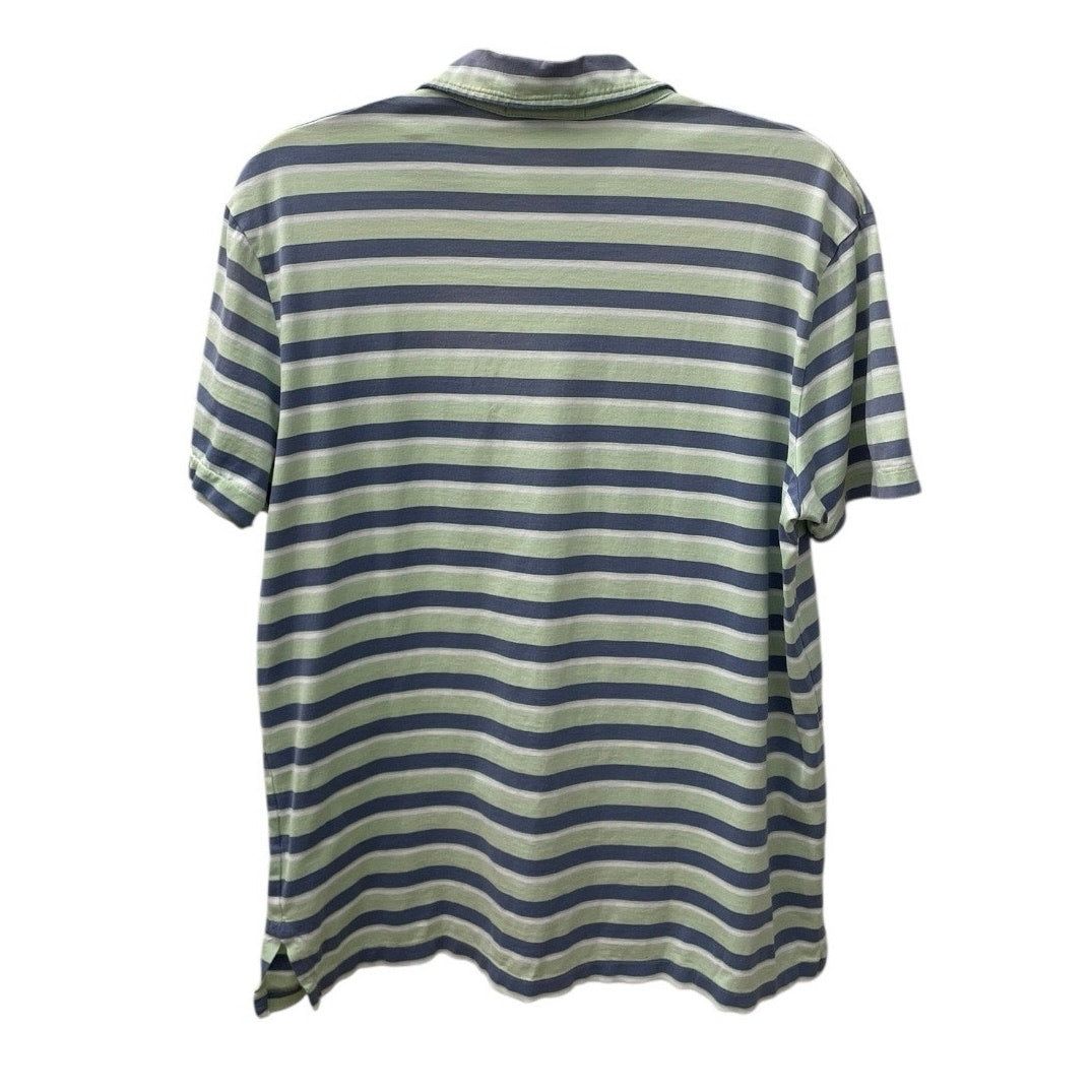 Polo by Ralph Lauren Custom Fit Mens Green & Blue Striped Short Sleeve Polo
