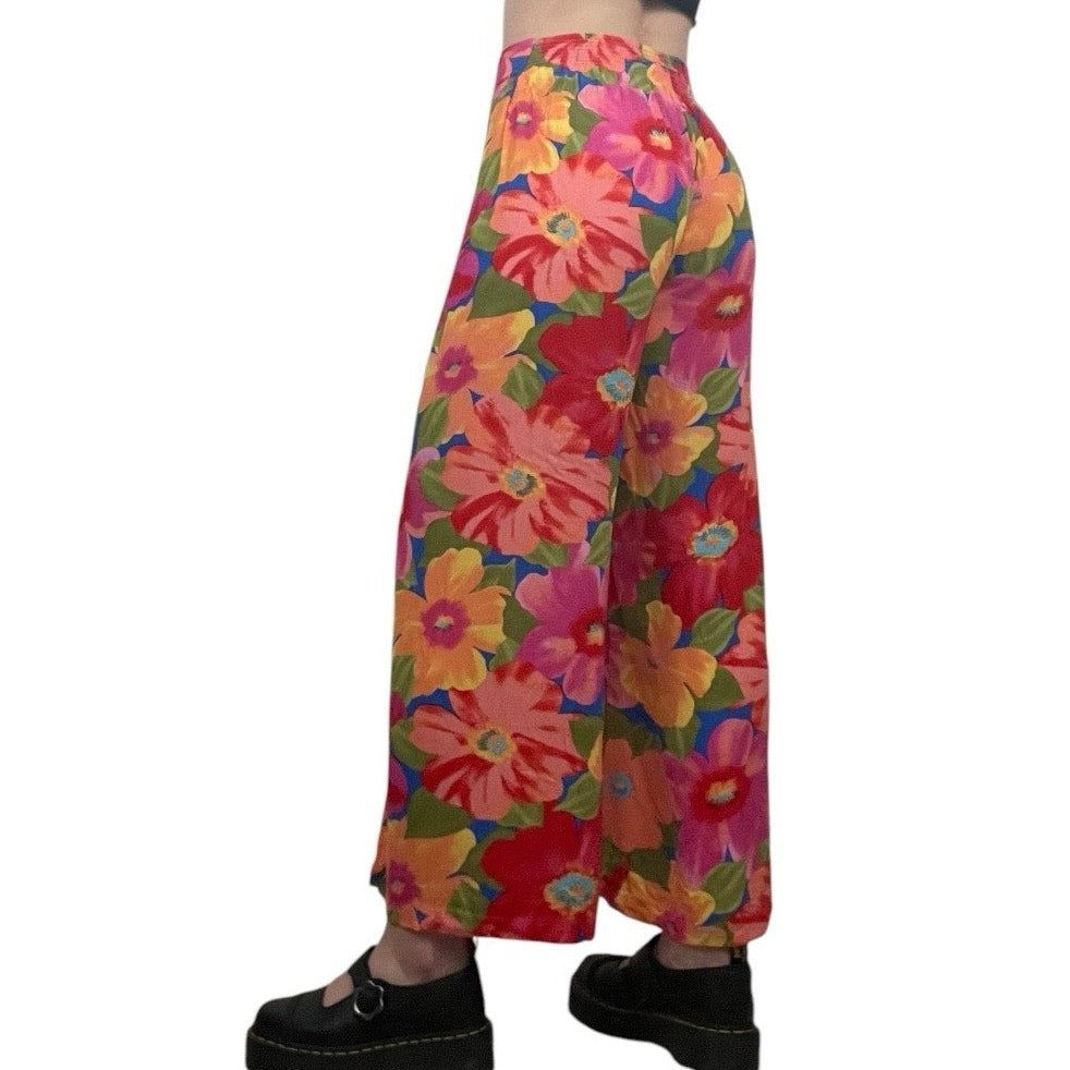 Billabong Vibrant Floral Loose Pants with Front Leg Slits