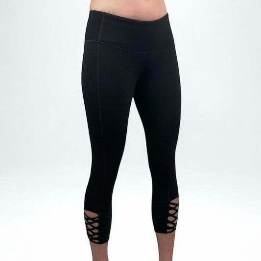 Athleta Black Cutout Ankle Cropped Active Leggings