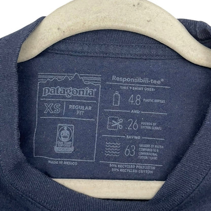 Patagonia Mens Navy Blue Fish Graphic Long Sleeve Responsibili-Tee