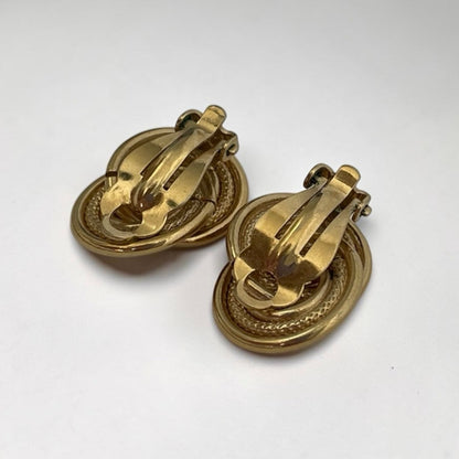 Vintage Gold Tone Clip On Statement Earrings