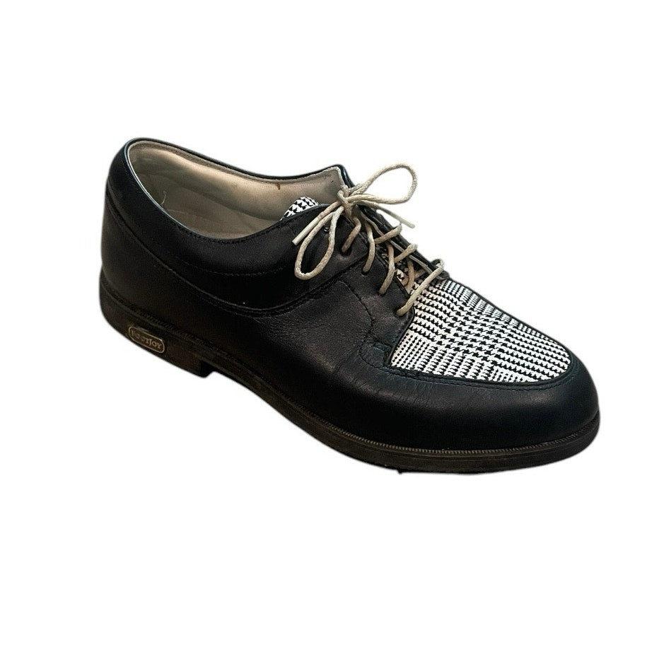 Footjoy Black and White Houndstooth Leather Golf Shoes