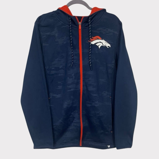 NWT Fanatics Mens Denver Broncos Navy Blue Camouflage Zip Up Hooded Sweatshirt