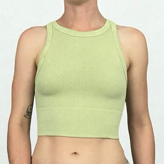 Light Green Cropped Ribbed Tank Top