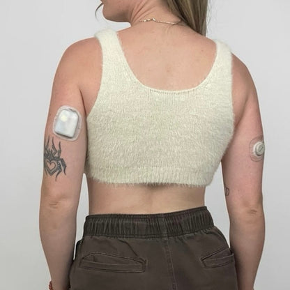 Adika Cream Fuzzy Knit Cropped Tank Top