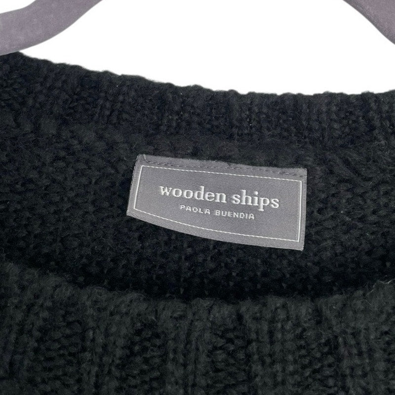 Wooden Ships Black Knit Crewneck Mohair x Wool Sweater