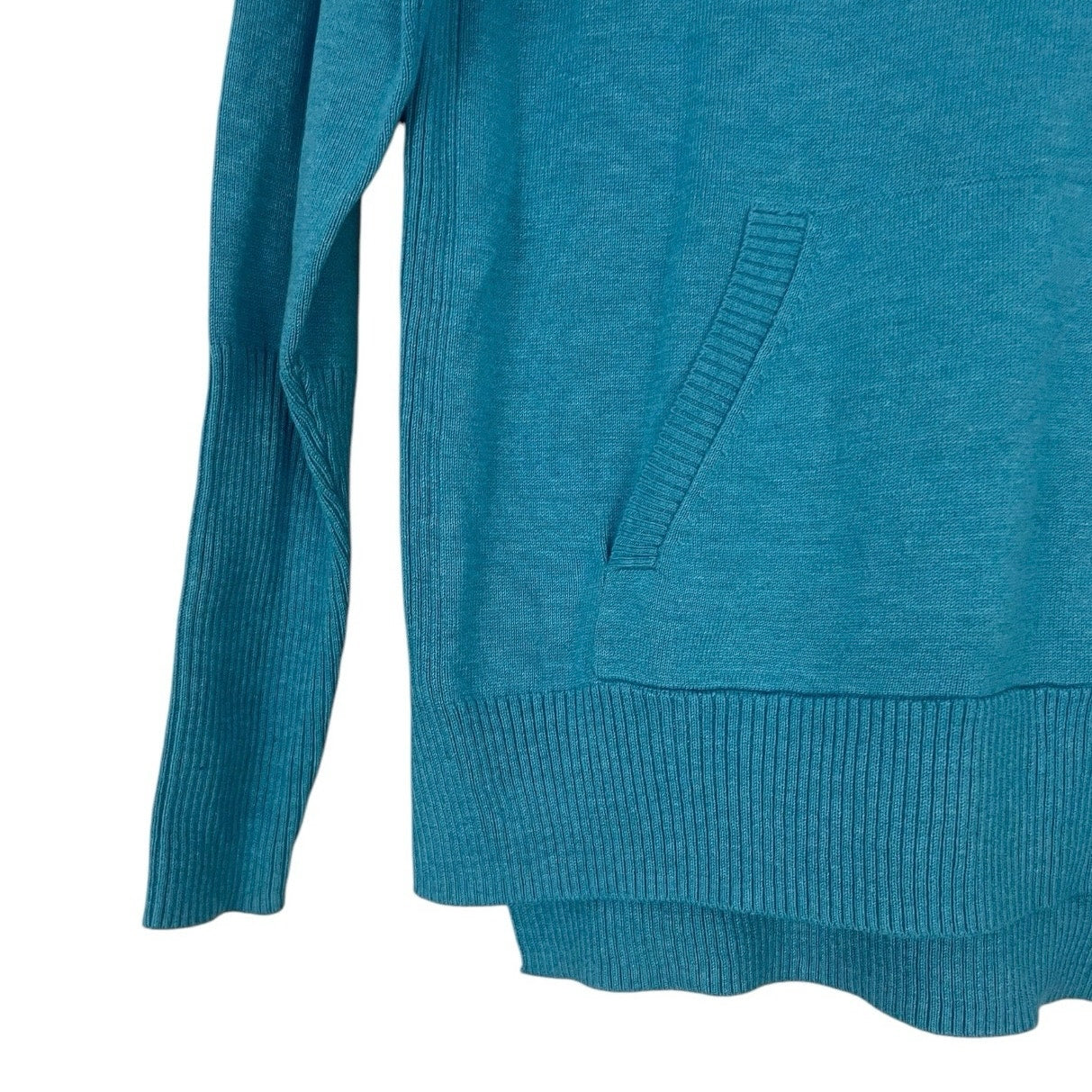 NWT cAbi Blue Hop To Hoodie V-Neck Hooded Ribbed Sweater