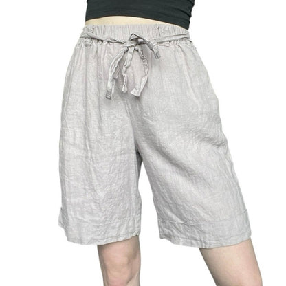 Lo Len Ok Light Lavender Midi Linen Shorts