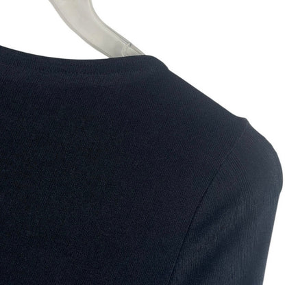 George Vintage Soft Black Quarter Sleeve Crewneck Blouse