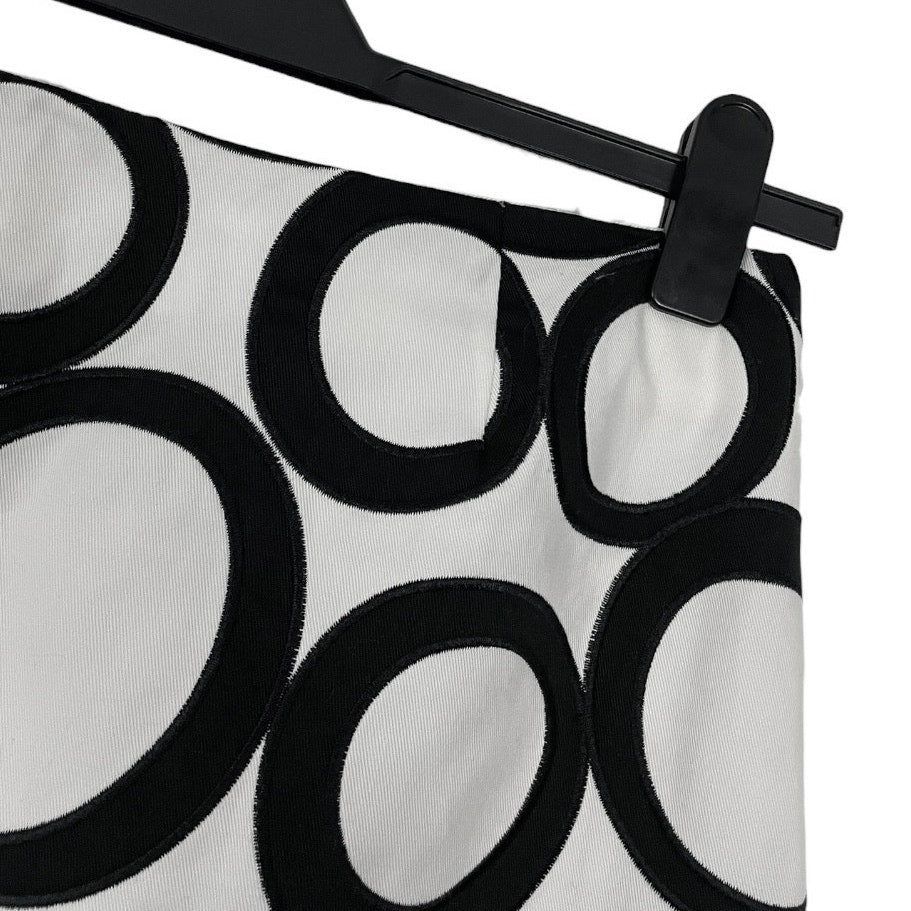 Doncaster Black & White Geometric Circle Print A-Line Skirt