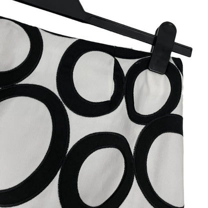 Doncaster Black & White Geometric Circle Print A-Line Skirt