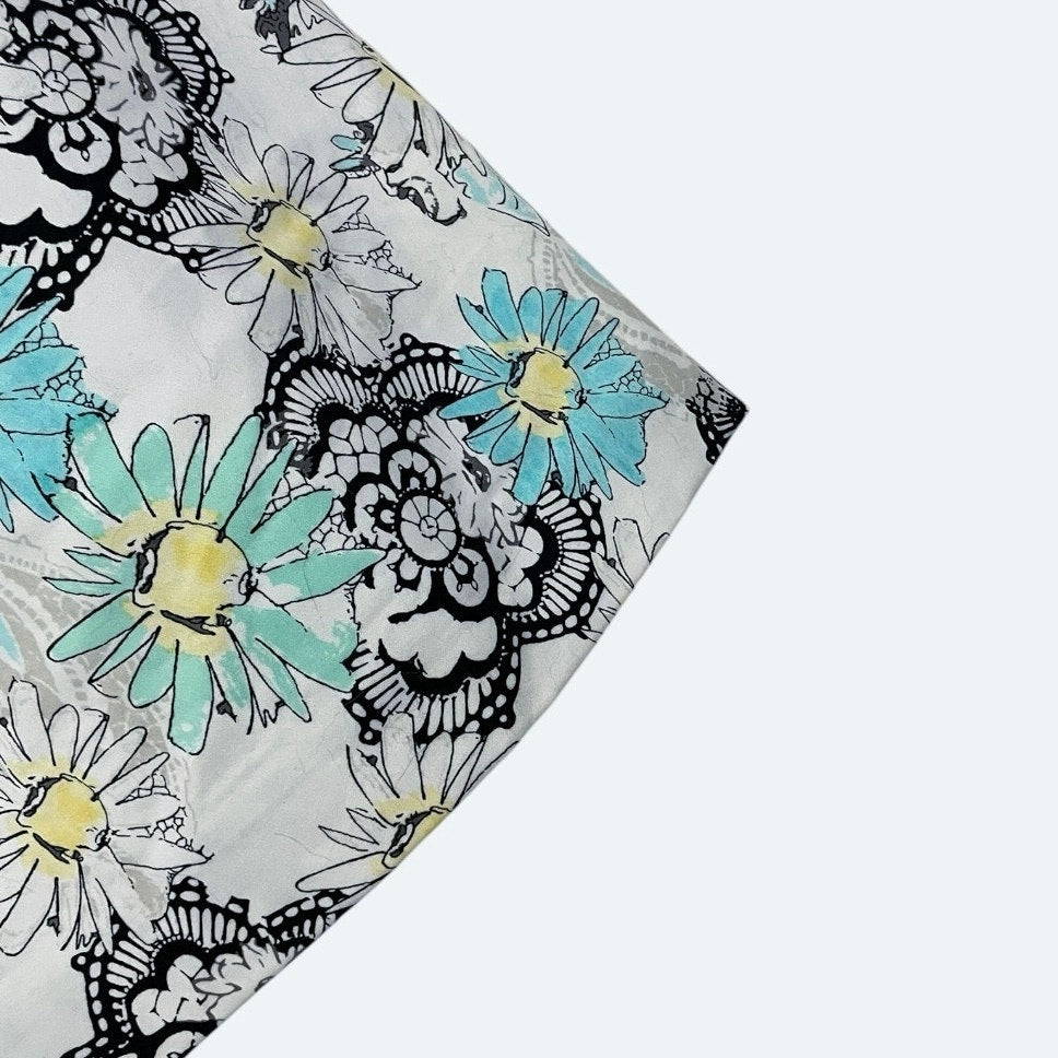 Doncaster Blue & Yellow Floral Print Dress with Matching Belt