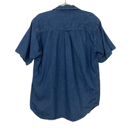Cherokee Mens Vintage Denim Button Down Short Sleeve Shirt
