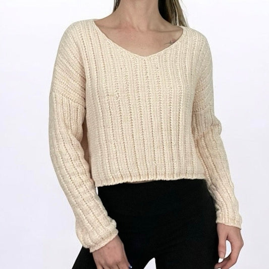L.A. Hearts Light Pink Knit Crushed Velvet Sweater