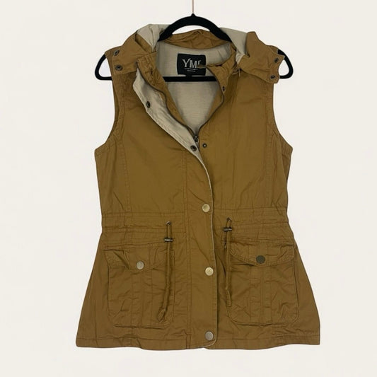 YMI Collection Beige Zip Up Hooded Vest