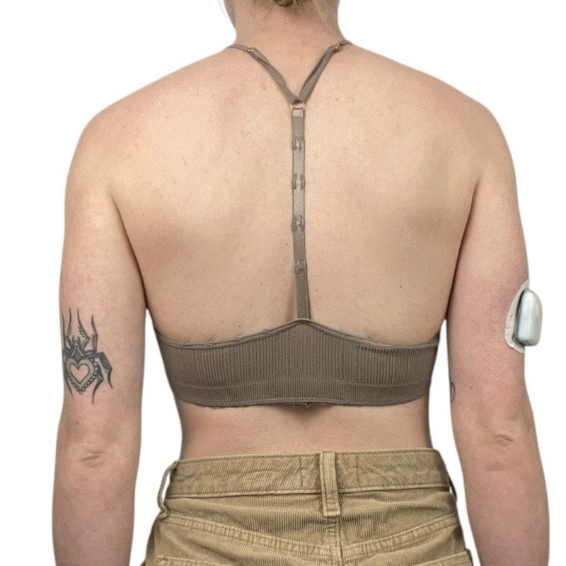 NWT Oniomania Brown Ribbed High Neck Open Back Bralette