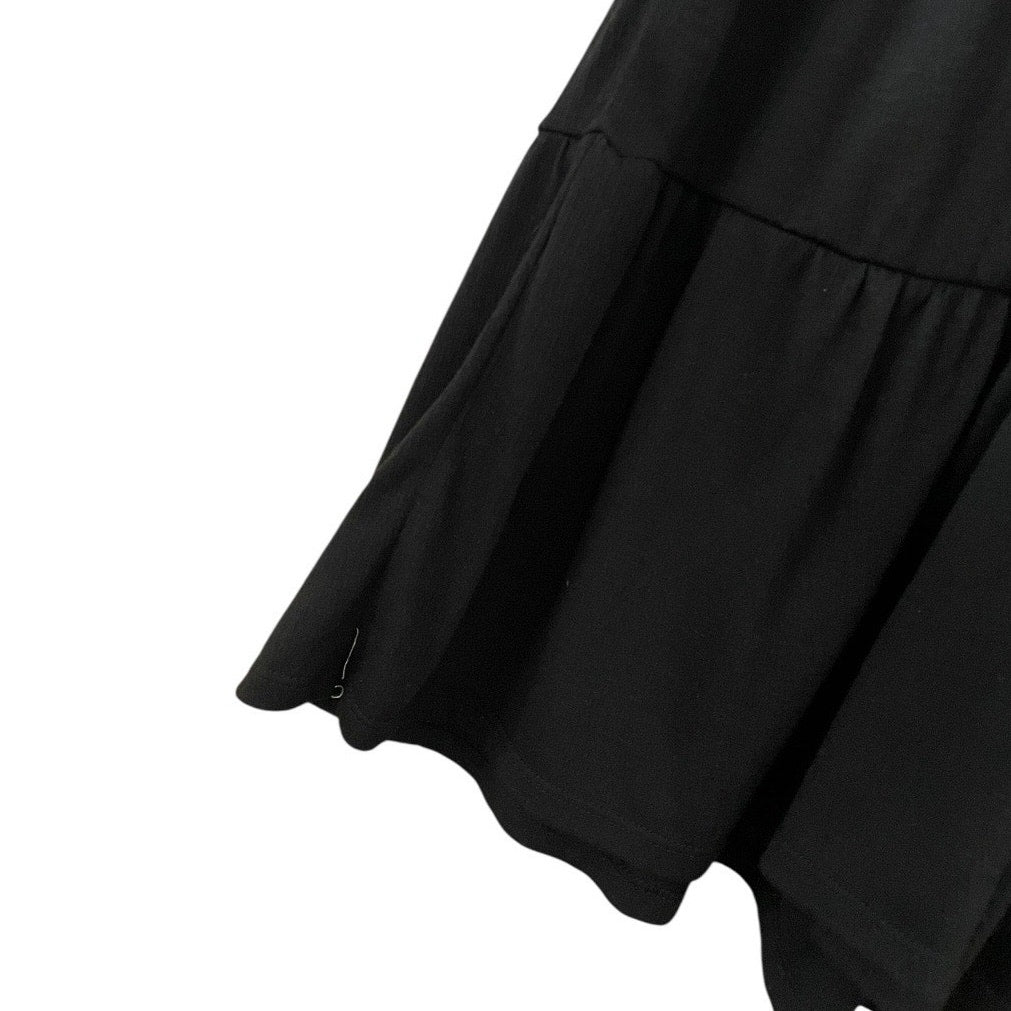 Knox Rose Black A-Line Tiered V-Neck Short Sleeve Mini Dress