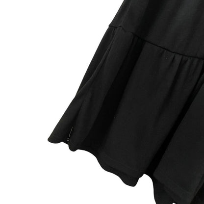 Knox Rose Black A-Line Tiered V-Neck Short Sleeve Mini Dress