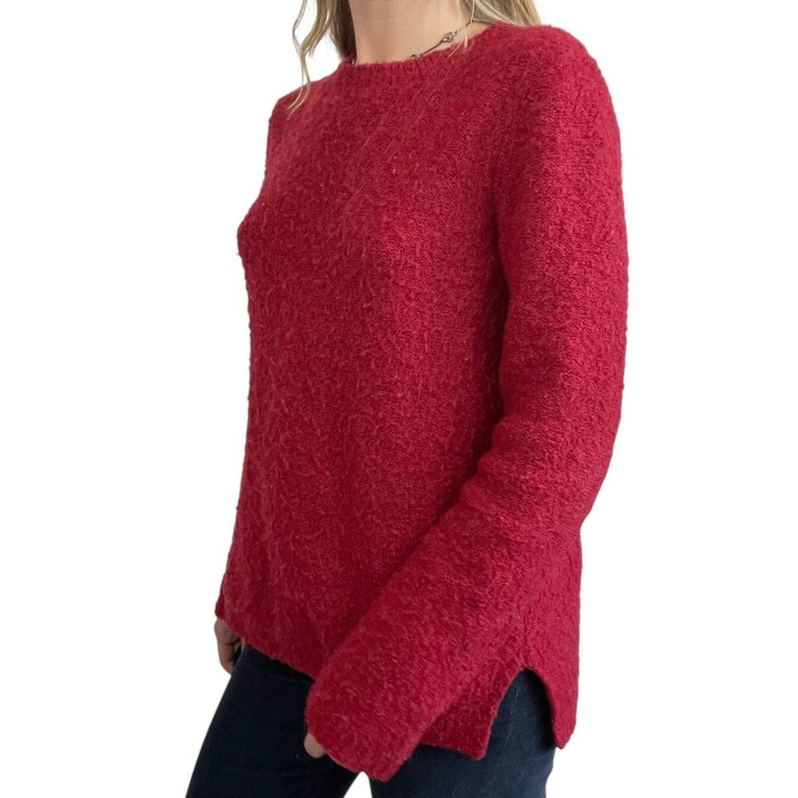 Red Knit Crewneck Sweater