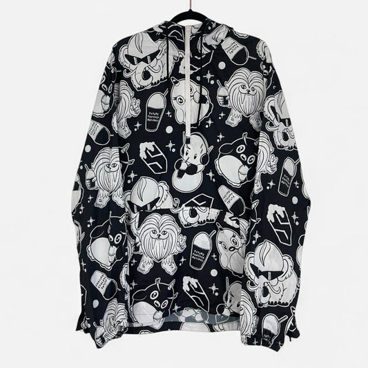 Future Fantasy Delight Black and White Windbreaker Hoodie Quarter Zip