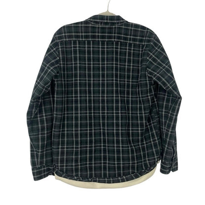 Ezekiel Mens Grey Plaid Flannel Fleece Lined Button Down Jacket