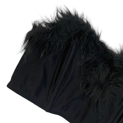 NWT Out From Under Black Faux Fur Strapless Corset Top