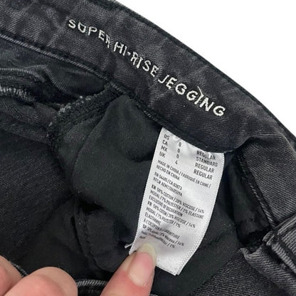 American Eagle Distressed Black Super Stretch Super Hi-Rise Jegging
