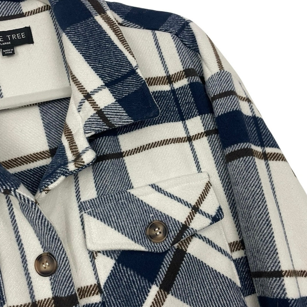 Love Tree Navy Plaid Button Down Jacket