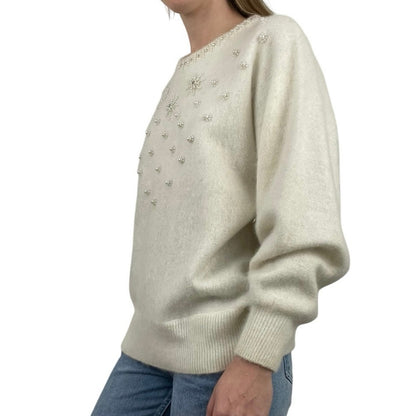 Eddie Dassin Vintage Cream Knit Embroidered Sweater