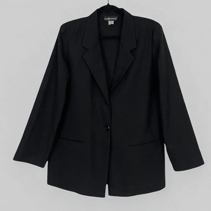 Sag Harbor Vintage Black Button Down Blazer with Shoulder Pads