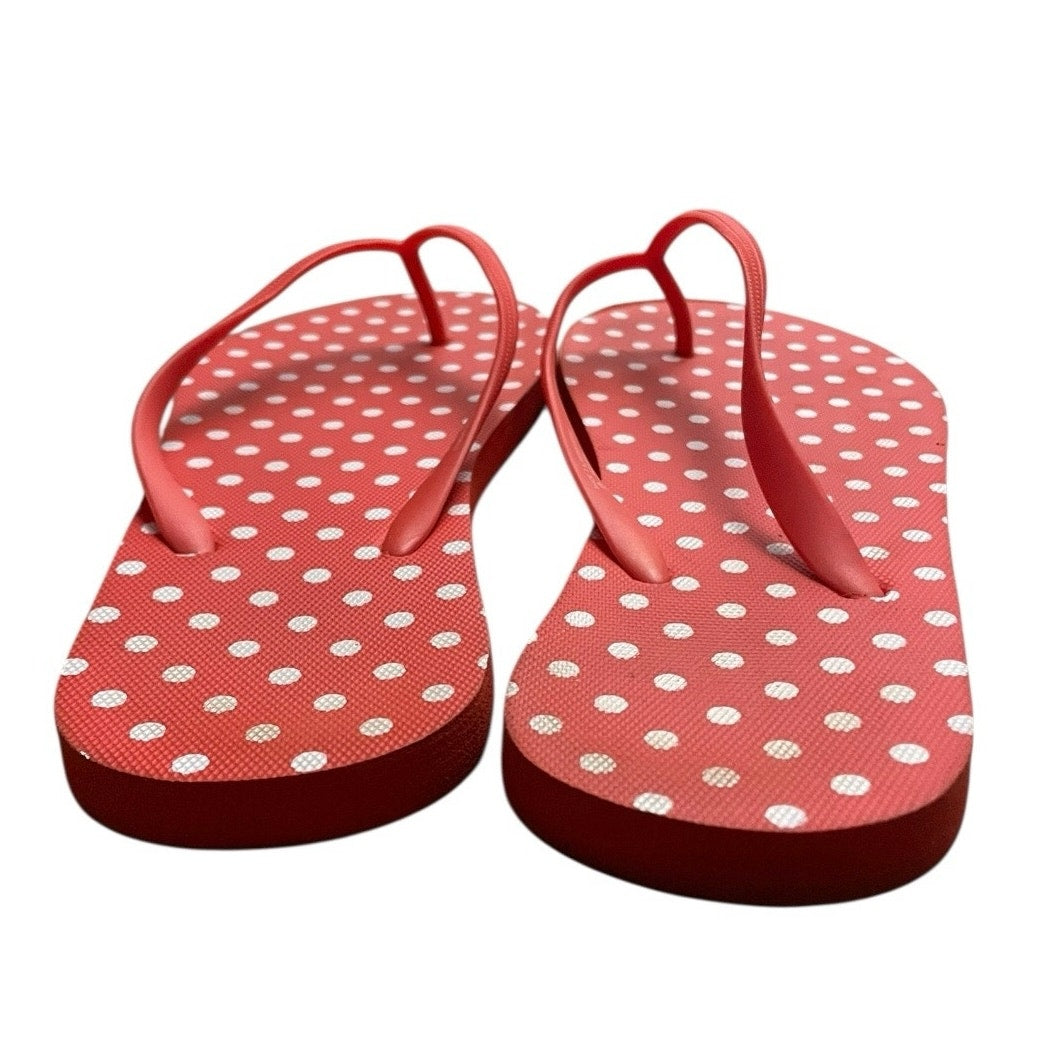 Shade & Shore Orange & White Polka Dot Flip Flop Sandals