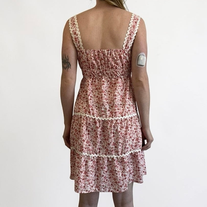 Beachsissi Pink Floral Tiered Mini Dress