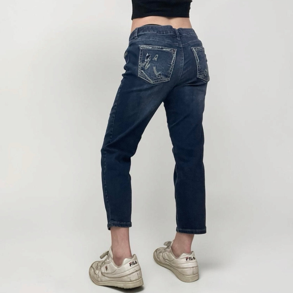 Maurices Straight Leg Ankle Metallic Embroidered Pocket Jeans