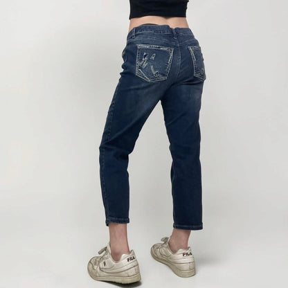 Maurices Straight Leg Ankle Metallic Embroidered Pocket Jeans