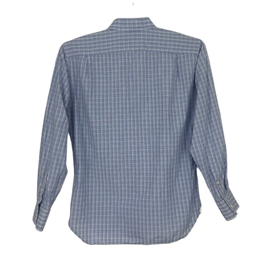 1901 Mens Light Blue Plaid Cotton Long Sleeve Button Down Shirt