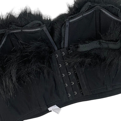 NWT Out From Under Black Faux Fur Strapless Corset Top