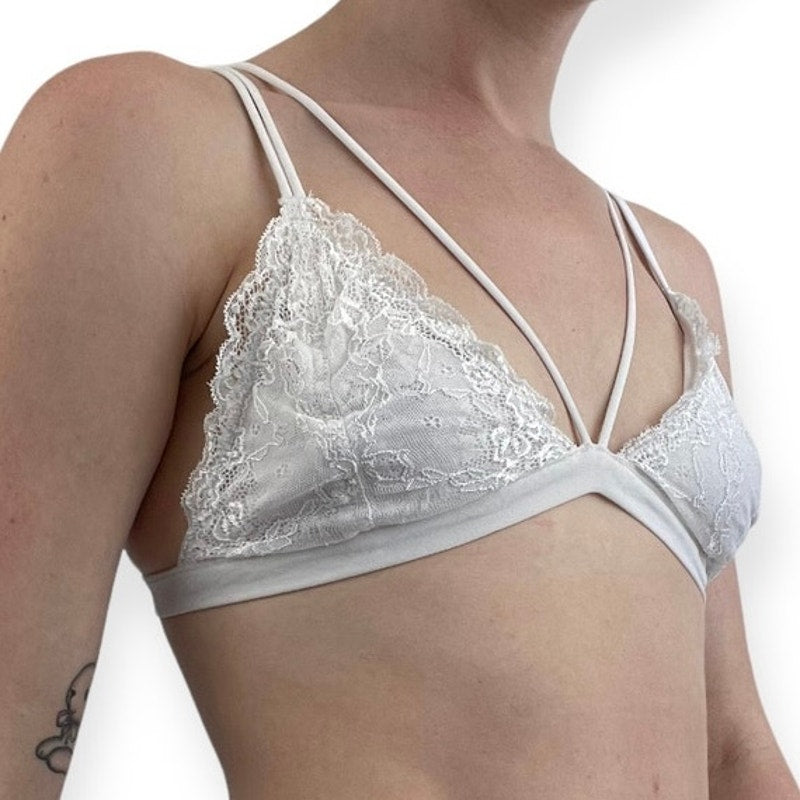 Anemone White Lace Strappy Bralette