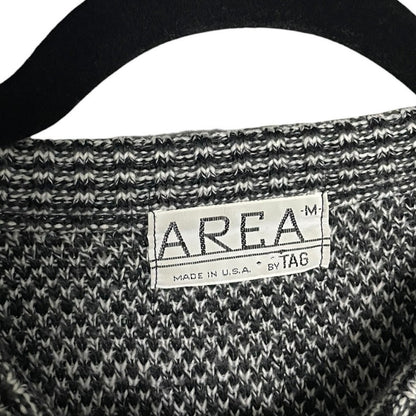 AREA Vintage Black & Grey Geometric Knit Crewneck Sweater