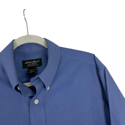 Eddie Bauer Mens Blue Relaxed Fit Long Sleeve Button Down Dress Shirt