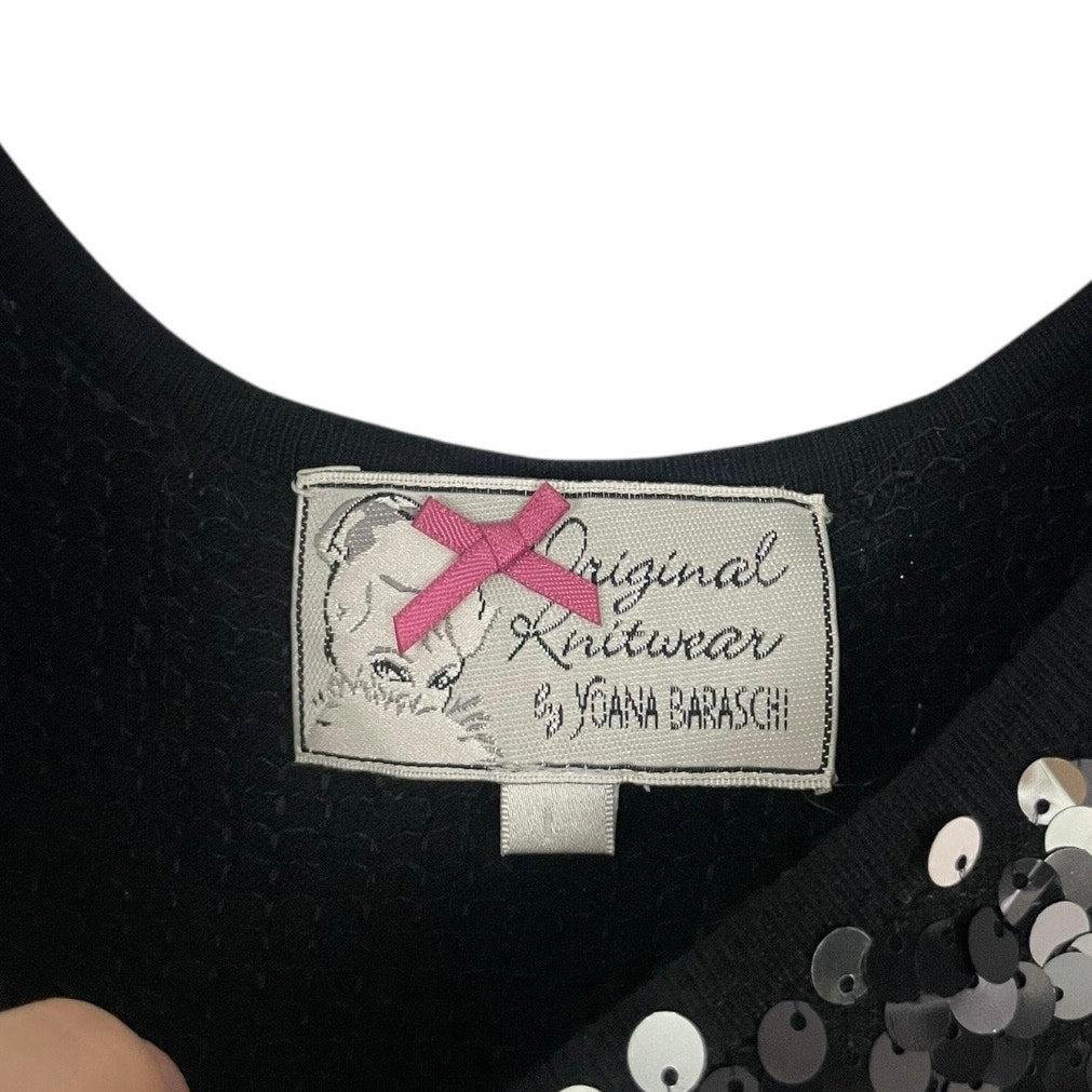 Yoana Baraschi Vintage Black & Silver Flip Sequin Bodycon Mini Dress